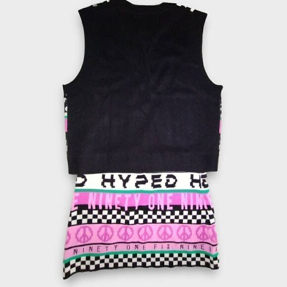 H&M Womens Sweater Set Sz Medium Black Sleeveless Vest Skirt Hippie Y2K Gothrock - Picture 3 of 13